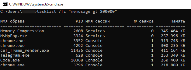 CMD tasklist